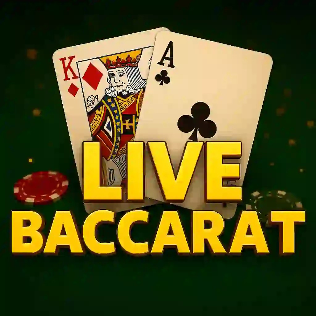 Live Baccarat slot logo by Evolution at Pelican Casino